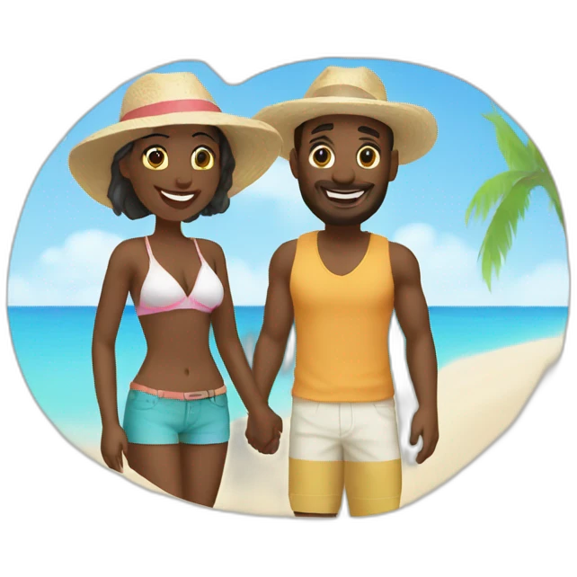beach vacation couple emoji