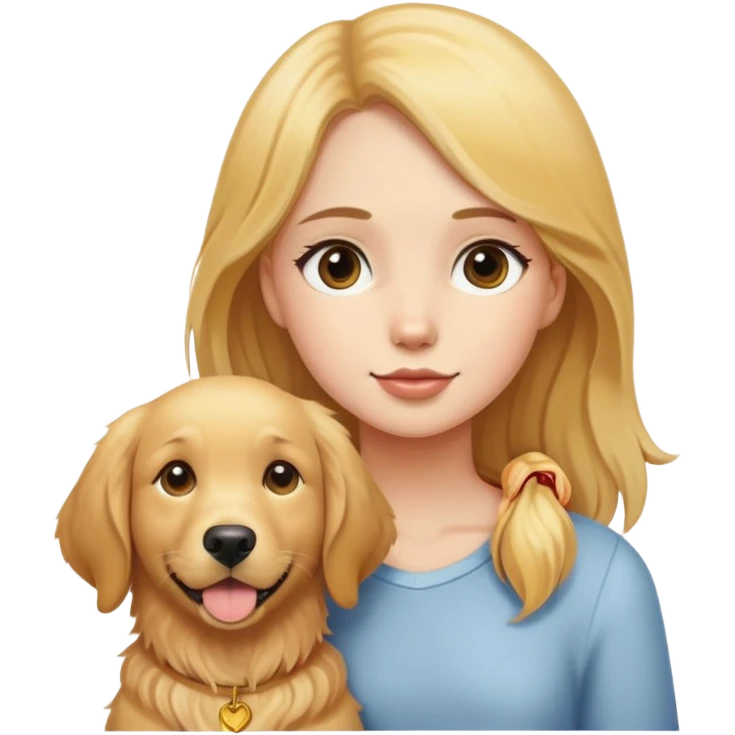 a girl with a golden retriever emoji