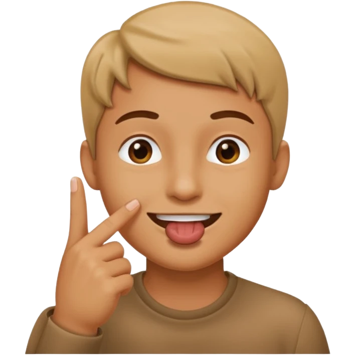 dedo en la boca sonriendo mirando a un lado emoji
