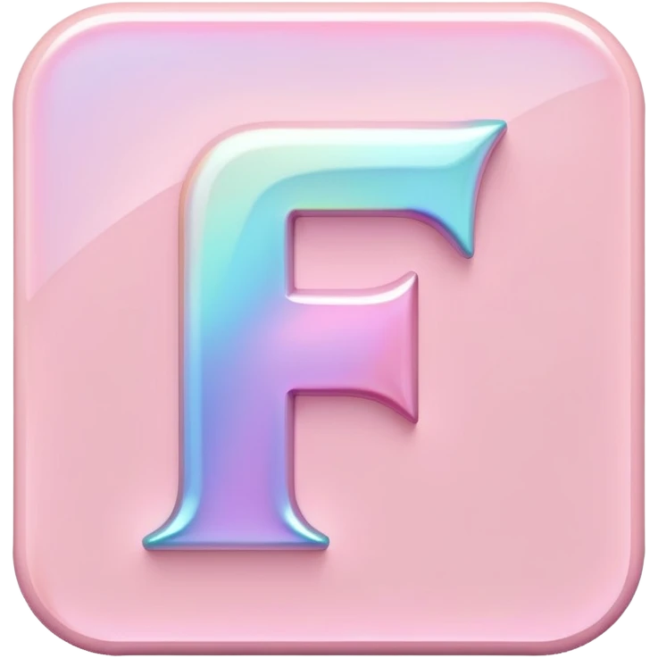 Iridescent pastel pink Font setting icon with letter F emoji
