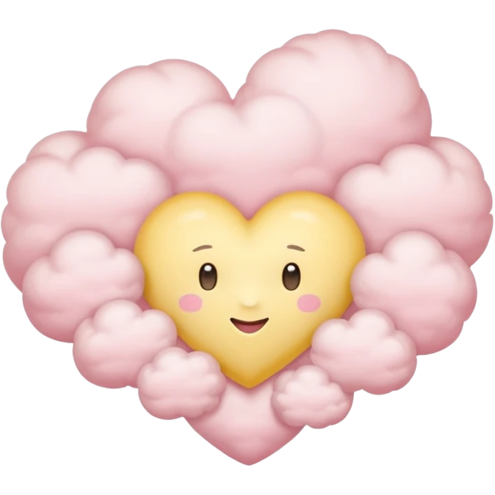 Heart of a cloud in soft pink, beige and yellow pastel light emoji