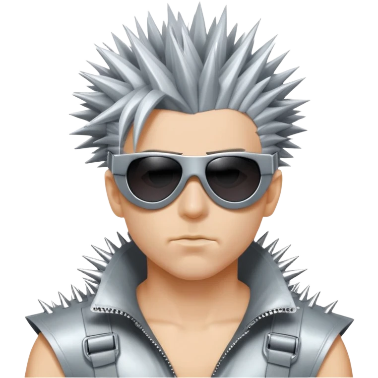 cyber y2k guy with spiky hair, futuristic sunglasses, and duct tape across his mouth emoji