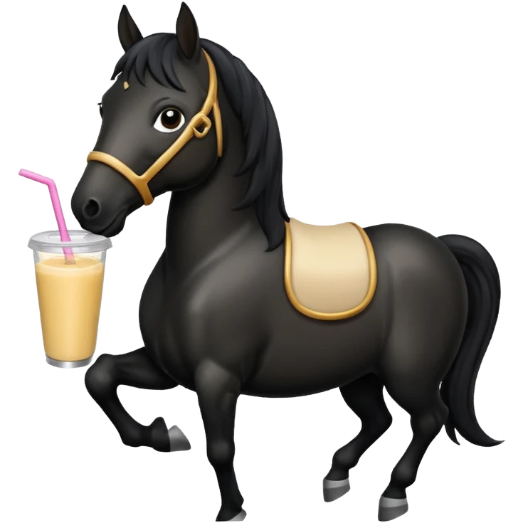 black horse holding smoothie emoji