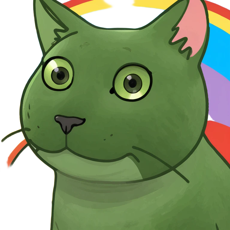 Cat on a rainbow emoji