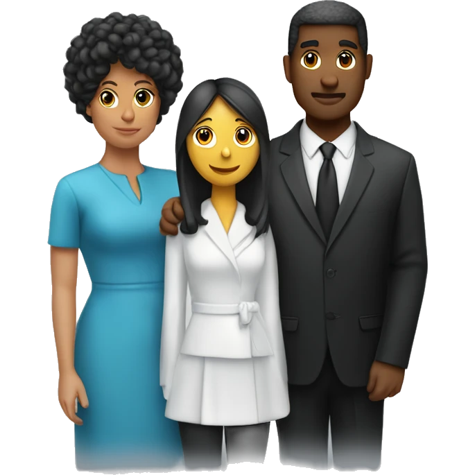 Corazón celeste con una mujer blanca y un hombre negro besándose  emoji