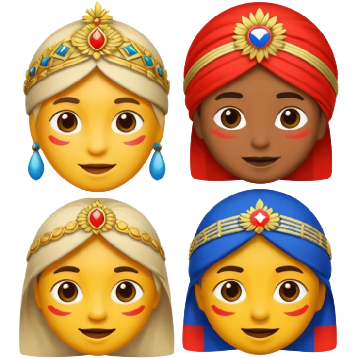 Emoji symbolizing three different cultures of Russia (for example, Russian, Tatars, Bashkirs) emoji