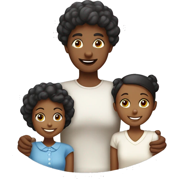 Família pai branco com esposa negra e filha menina e menino emoji