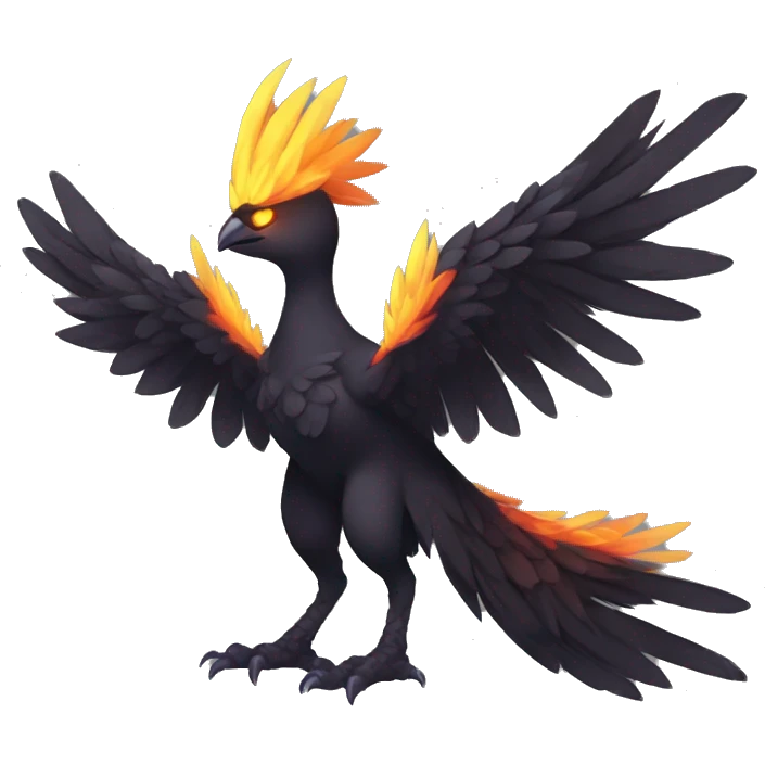 Edgy Fantasy legendary dark bird shadow-type-Phoenix Fakemon full body emoji