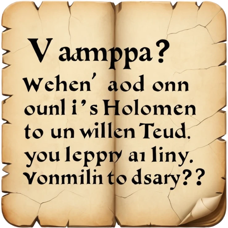 Text VAMPA? When? written on old pergamin emoji