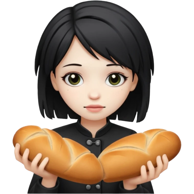 Emo girl making bread emoji