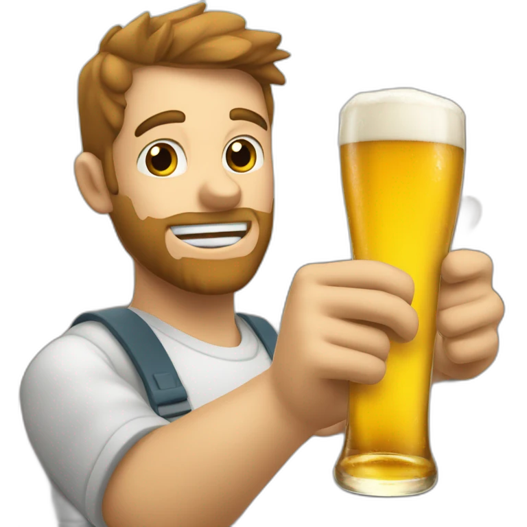Chat blanc qui tient une bouteille de bière dans les mains emoji