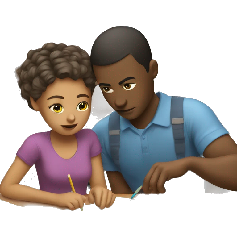 parent helping kid with homework gender and race neutral emoji