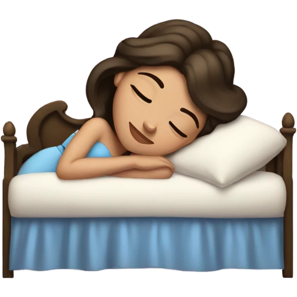 Sleeping brunette beauty princess Disney, bed, white skin emoji