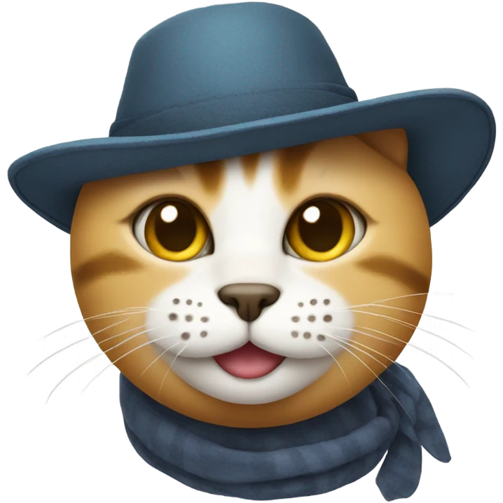 Cat with a smiley face hat emoji