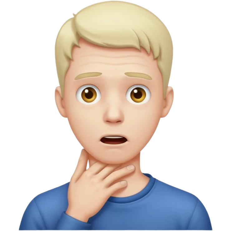 man holding his neck, surprised face emoji