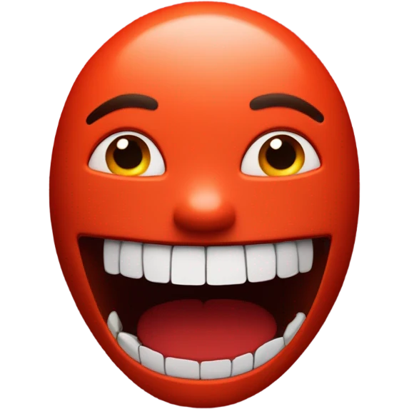 Smile bites a red wall emoji