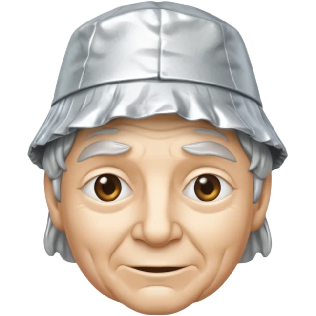 tin foil hat with smirking face emoji