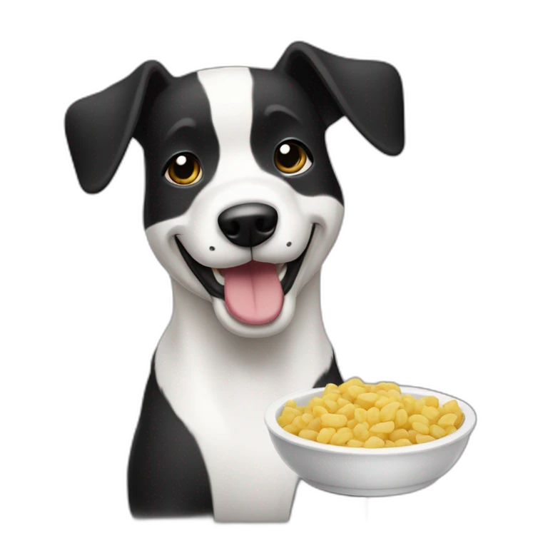 perro bodeguero blanco y negro comiendo emoji