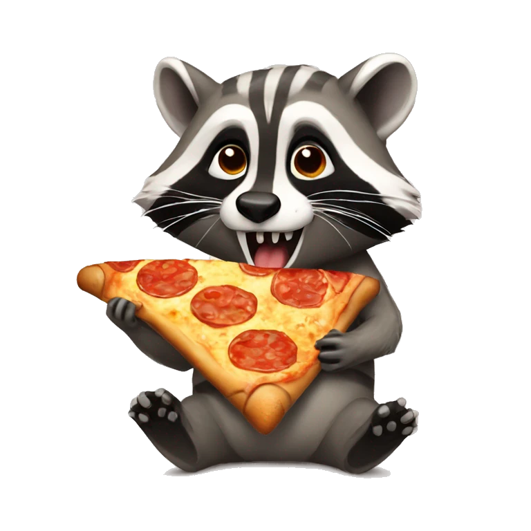 raccoon eating pizza emoji