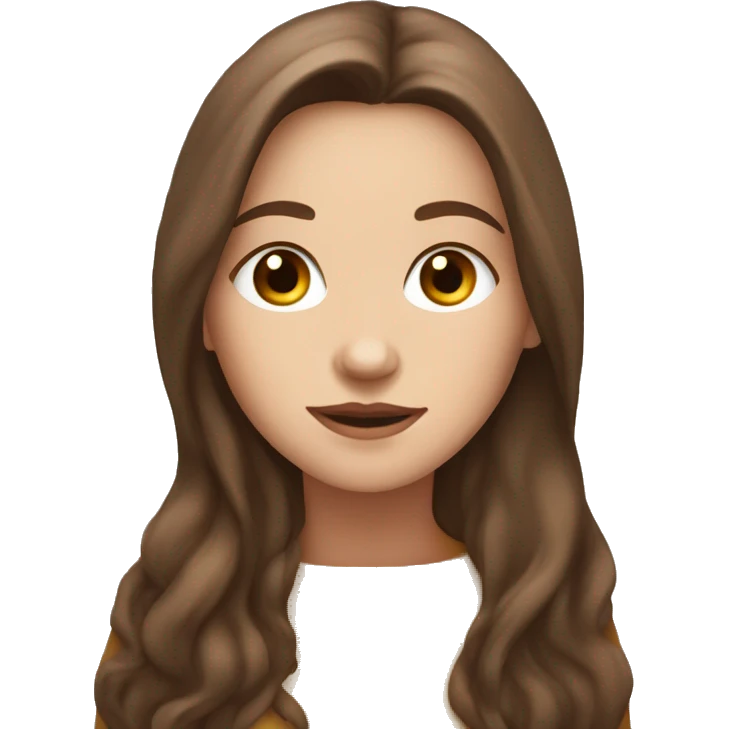 white girl with brown long hair and a hot chocolate emoji