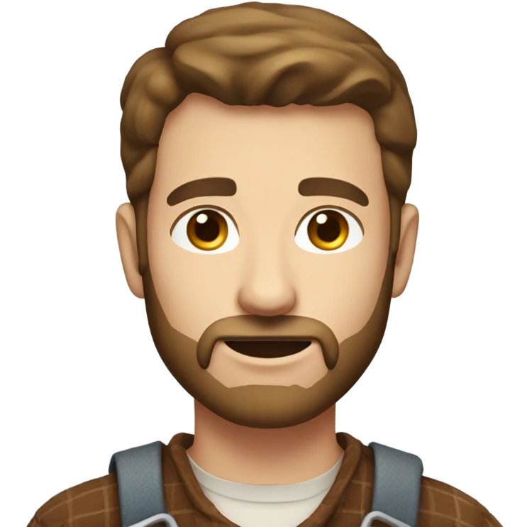 Male farmer, short thin beard (brown hair and BLUE eyes) emoji