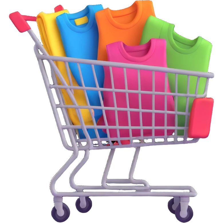 shopping cart with folded clothes emoji