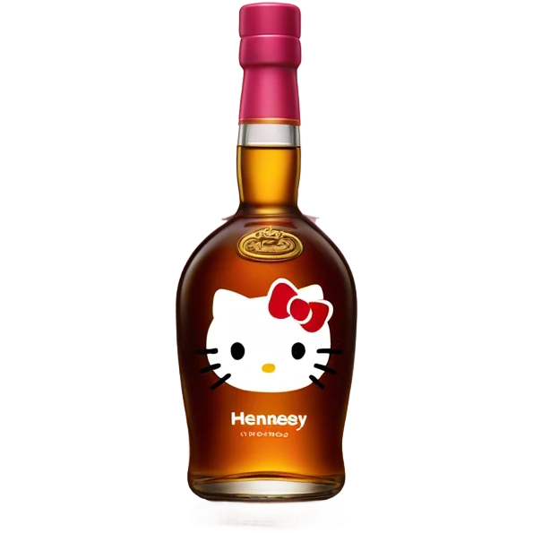 Hennessy bottle with hello Kitty emoji