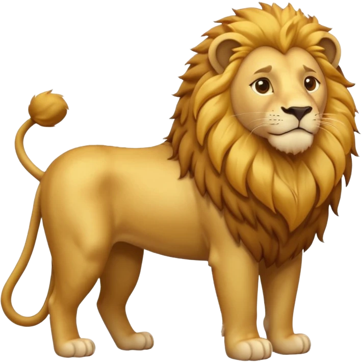 Create a single emoji of a Lion in full body, shown at a slight side angle in a natural, characteristic pose. Cute and stylized like an emoji, but clearly recognizable.
 emoji