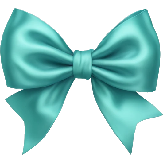 Realistic pastel teal blue silk bow emoji
