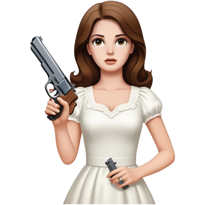 Lana Del Rey white dress holding a pistol  emoji