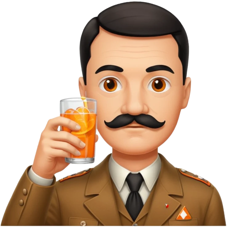 Hitler mustache drinking Fanta emoji