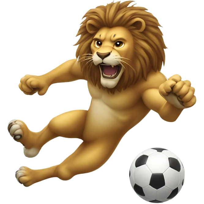Lion kicking a football emoji