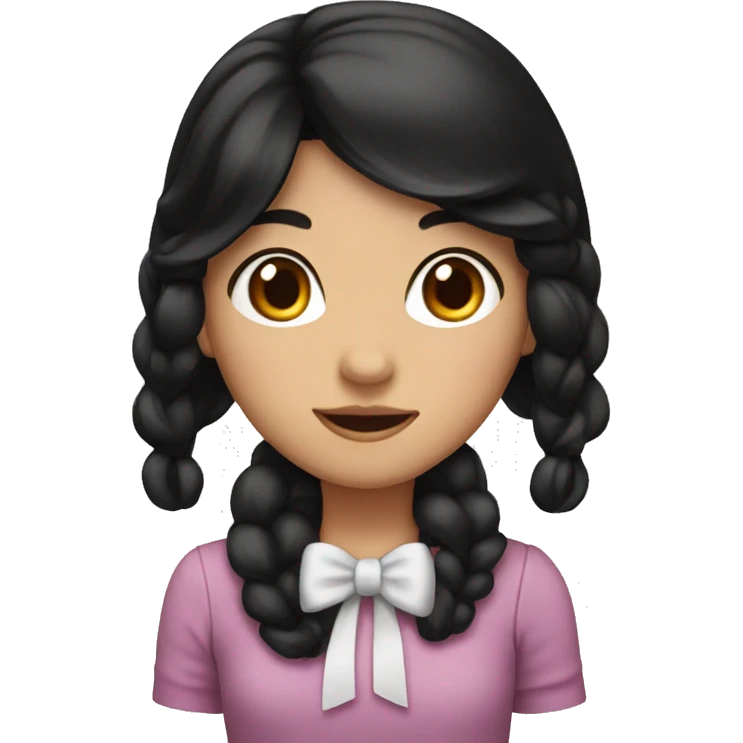 Girl with black hair and a bow on her head emoji