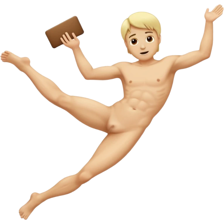 Naked blonde man with legs spread emoji
