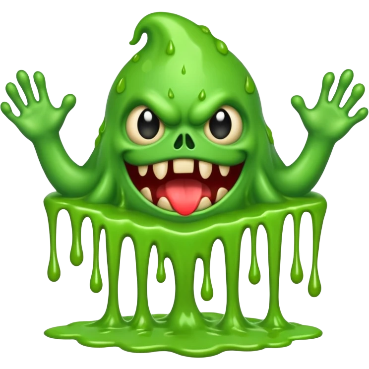 Slime monster. scary sinister. slime attacks. show full body. more dripping slime emoji
