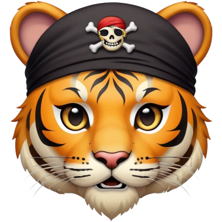 pirate tiger face with eye patch and bandana for Twitch emote emoji