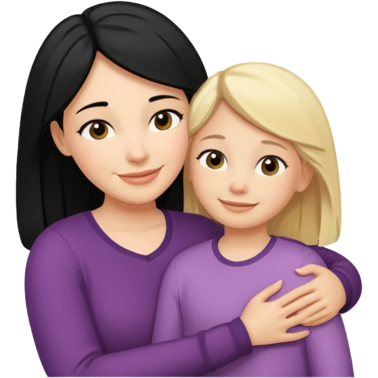 Love of black haired mother for blonde daughter  emoji