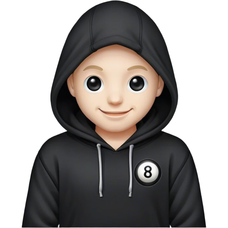 8 ball face in hoodie ￼ emoji