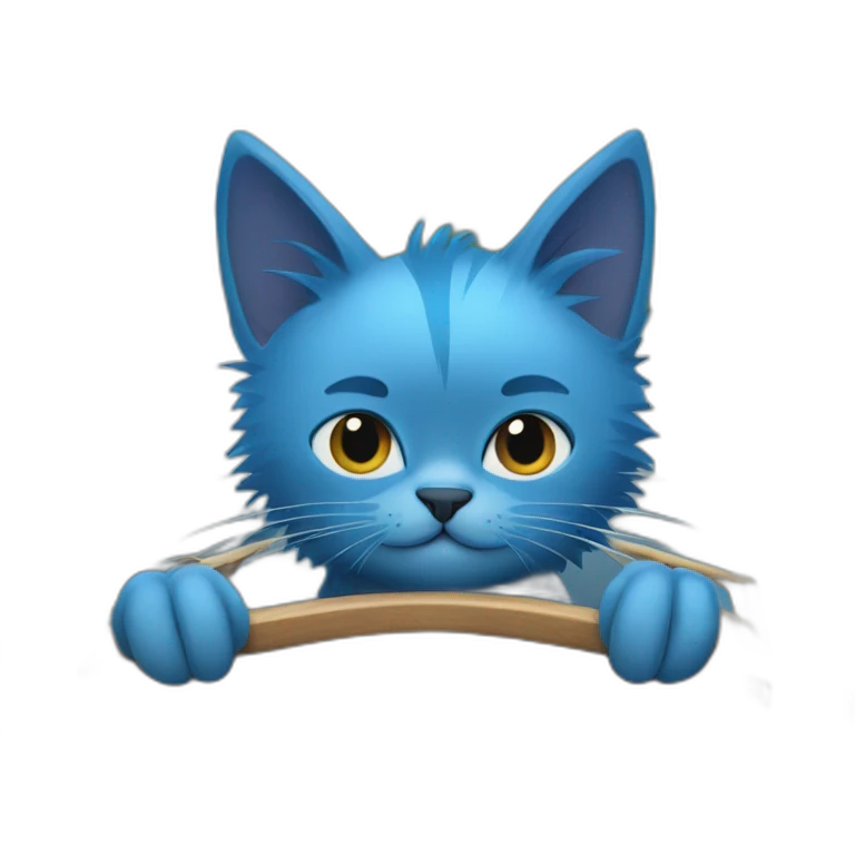 Blue cat with mohawk on a boat emoji
