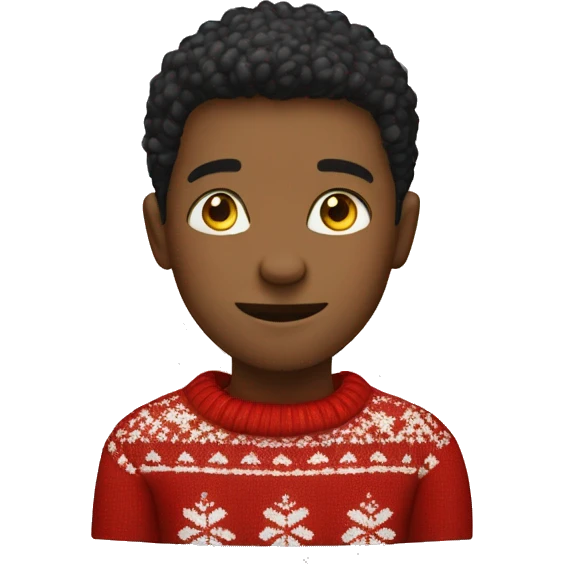 Christmas style boy in sweater red emoji