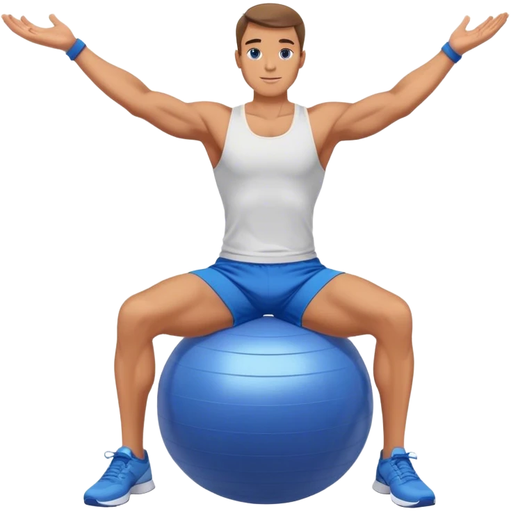 fit man with blue shorts stability ball exercises emoji