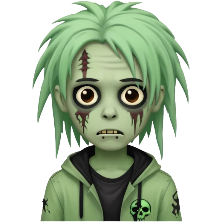 boy zombie with black dreads emo emoji