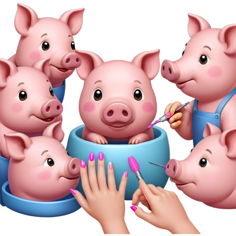 pigs getting nails painted emoji