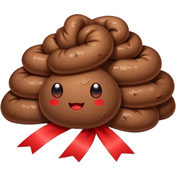 Poop with ribbon and cute eyes emoji