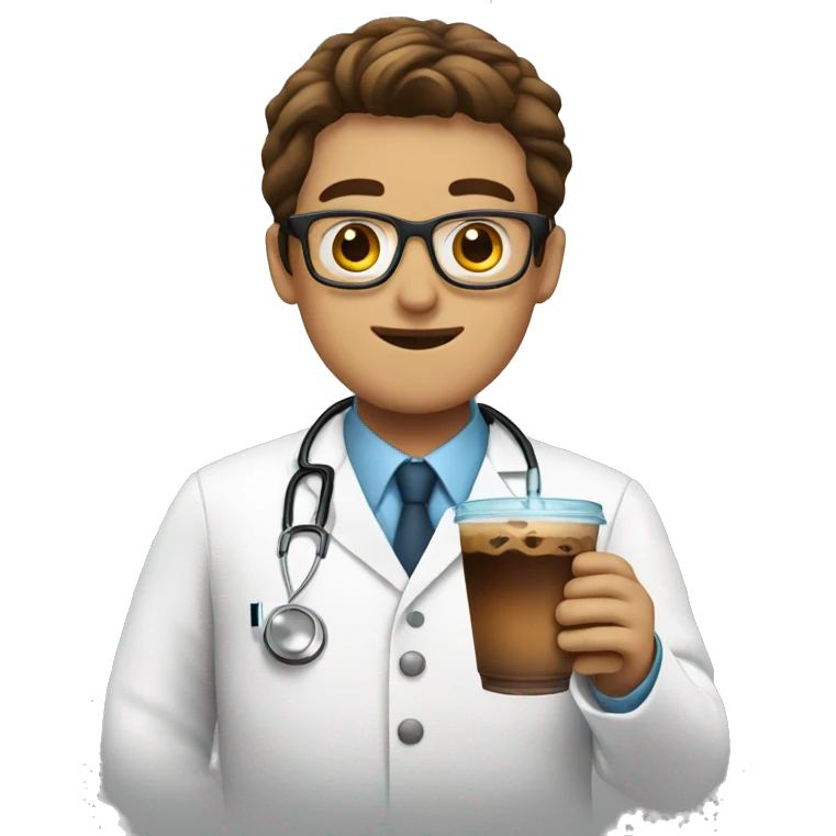 Doctor having iced coffee emoji