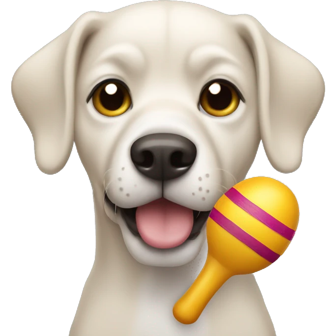 a dog giving a side eye holding maracas  emoji