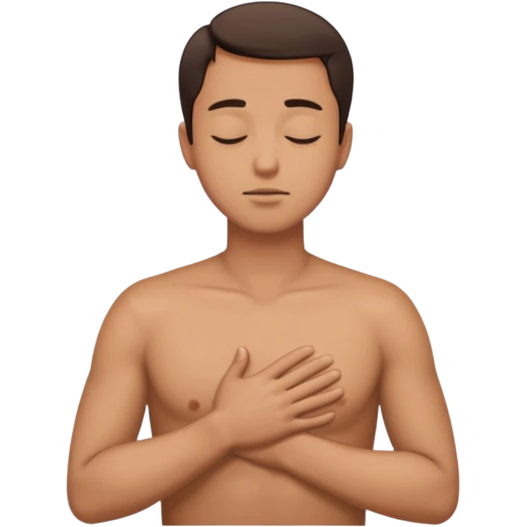 una mano en pecho ojos cerrados hombre emoji