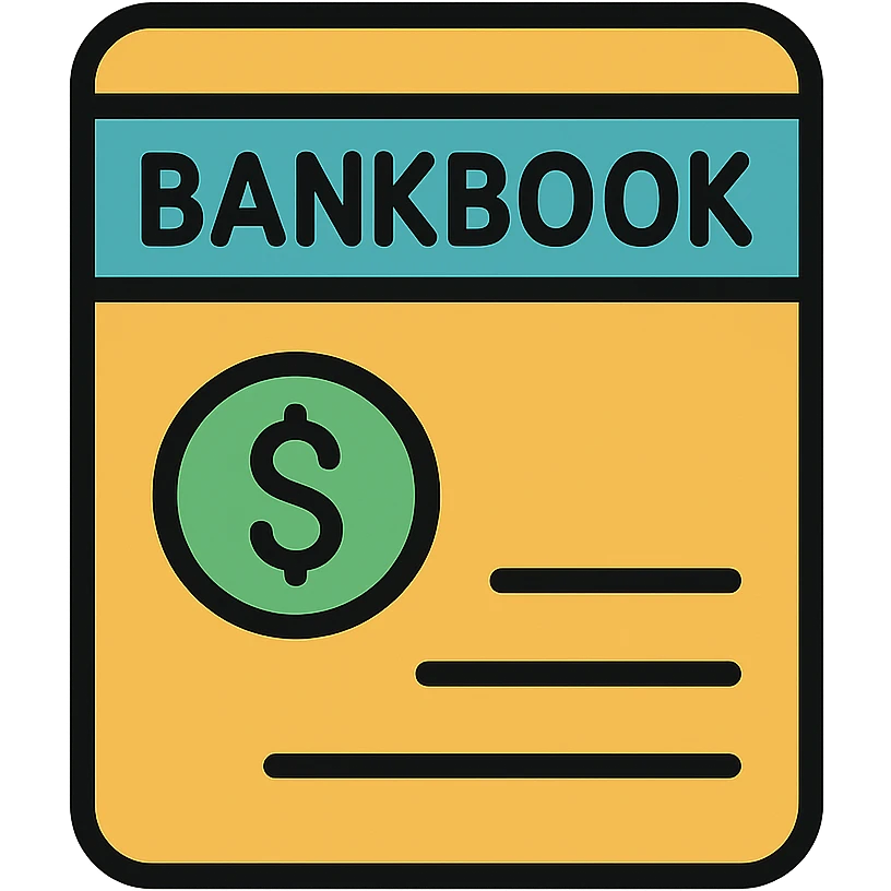 bankbook, color outline icon style, clear lines and colors emoji
