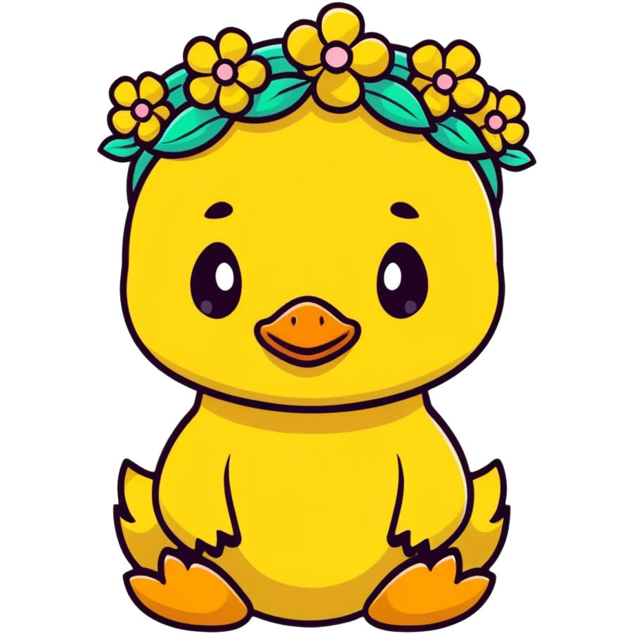 tiny duckling with flower crown emoji