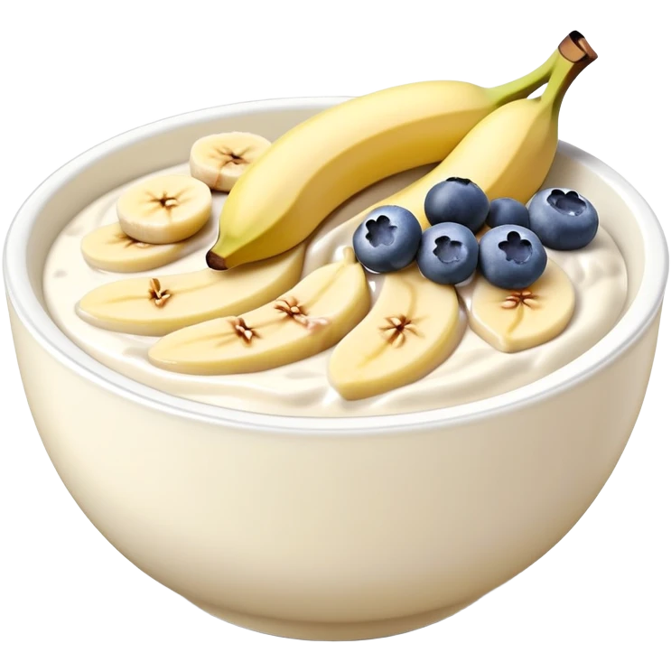 yogurt bowl banana and bluberries with peanut butter and honey on top emoji